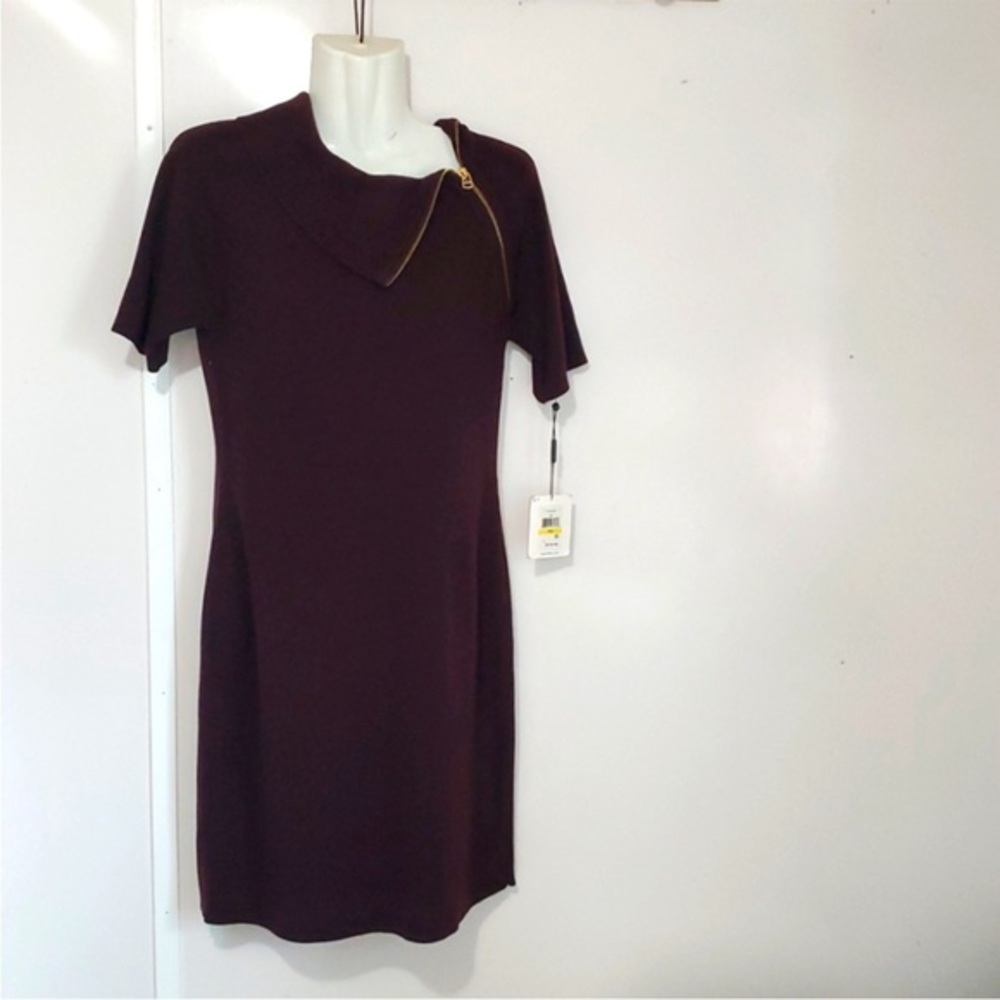 BNWT Calvin Klein Elegant Knit Midi Dress (Maroon, MP)